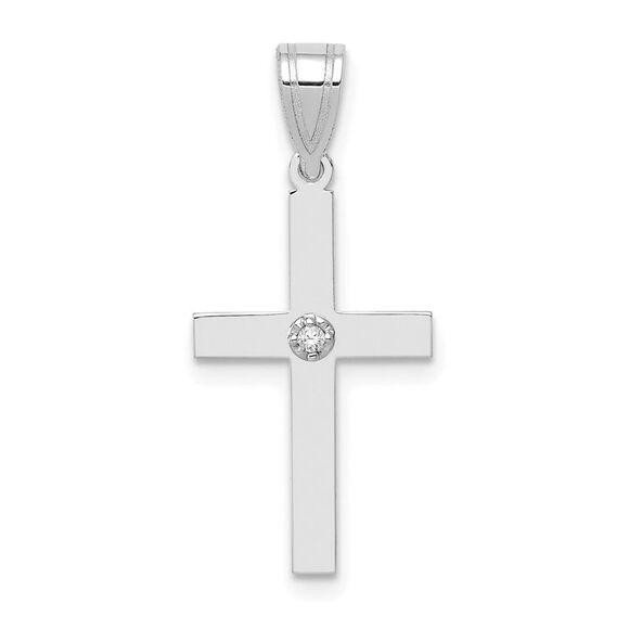 Kazi Luxury 14k White Gold 01ct Diamond Cross Pendant